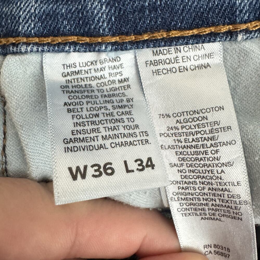 Lucky Brand Men's 410 Athletic Slim Jeans Sz 36x34 Blue Medium Wash Stretch - Picture 5 of 6